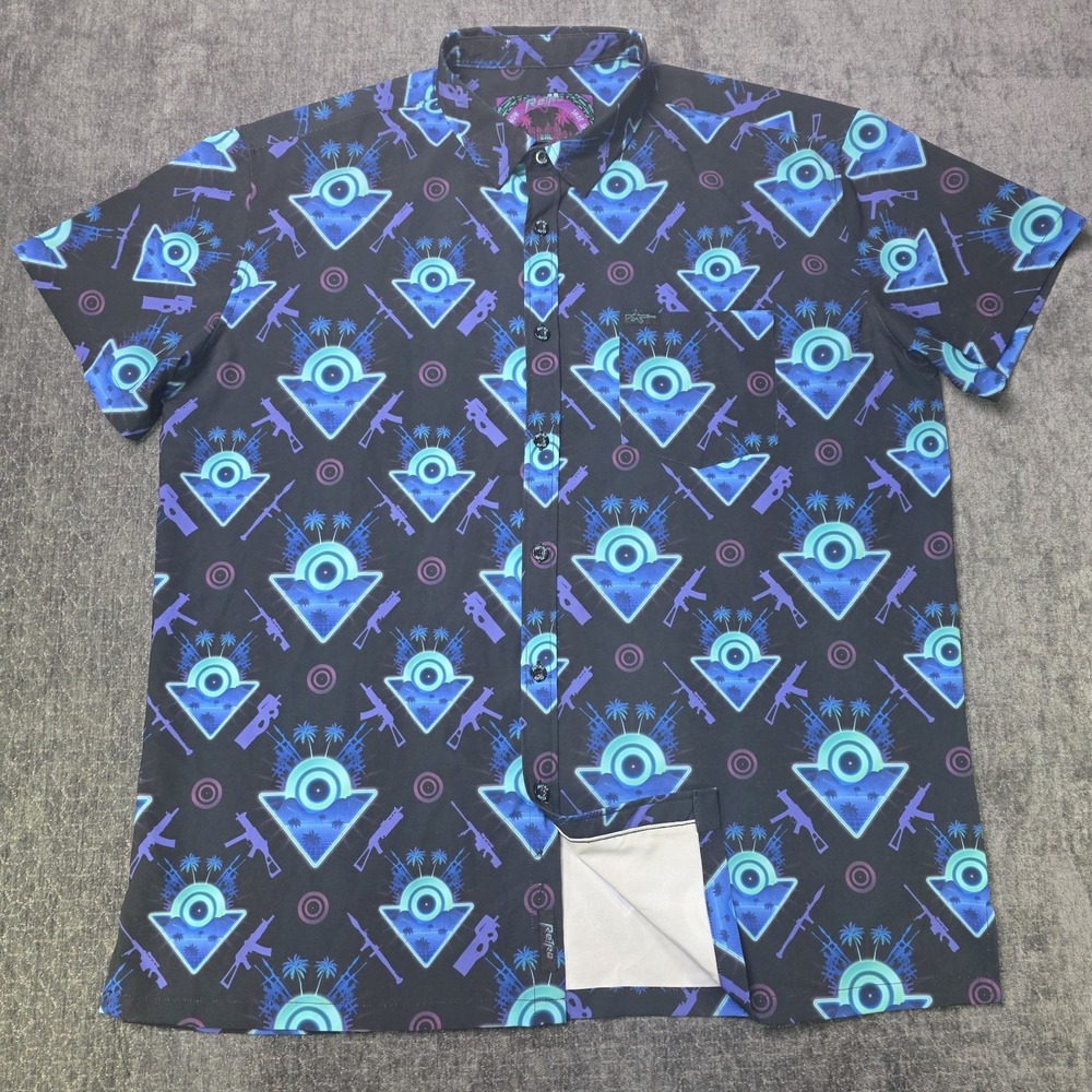 Retro Rifle Shot Show Shirt Mens XXL 2XL Vice City Vaporwave Beach Hawaiian 2A